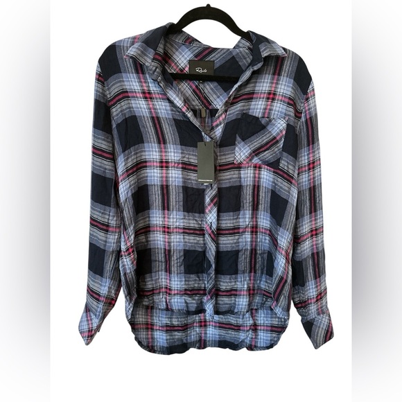 Rails Tops - Rails Plaid Shirt with Pink Accents, Hunter Dusk, size M
